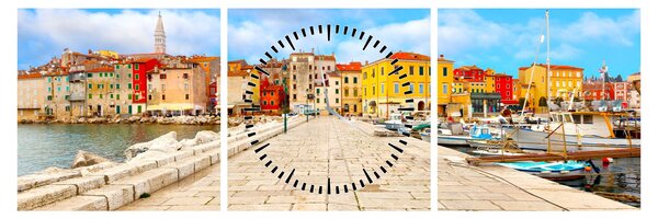 Kép - Poreč régi isztriai városa, Horvátország (órával) (90x30 cm)