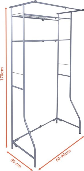 Fém fürdőszobai polc mosógép fölé FIXANO 170x60-90 cm, szürke
