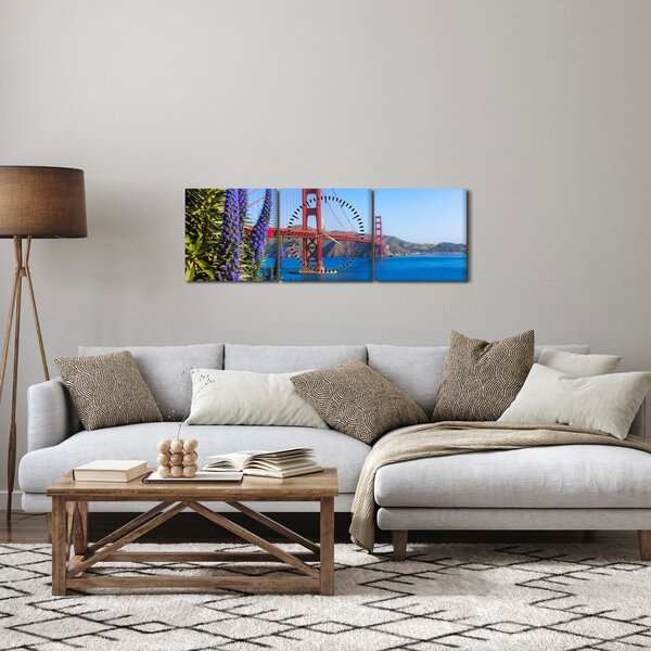 Kép - Golden Gate híd, San Francisco (órával) (90x30 cm)