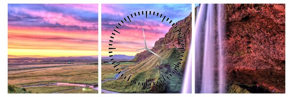 Kép - Seljalandsfoss vízesés (órával) (90x30 cm)