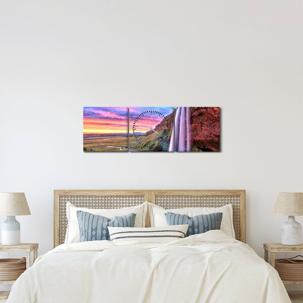Kép - Seljalandsfoss vízesés (órával) (90x30 cm)