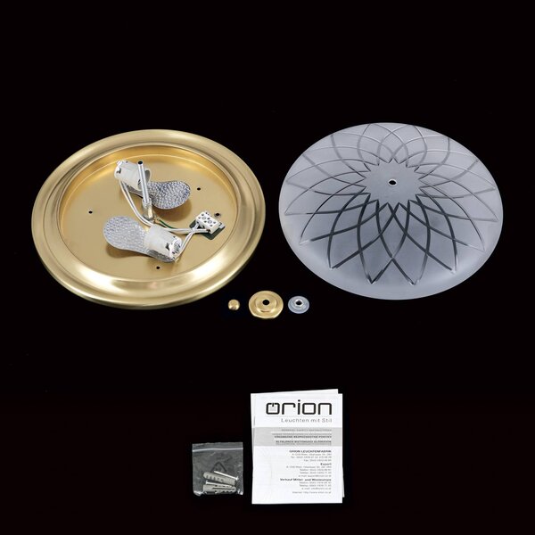 ORION Porto mennyezeti lámpa, Ø 37 cm, bronz színű, üveg, E27, dimmelhető, Bronz / antik sárgaréz, Nappali / Étkező, Üveg, Antik