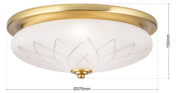 ORION Porto mennyezeti lámpa, Ø 37 cm, bronz színű, üveg, E27, dimmelhető, Bronz / antik sárgaréz, Nappali / Étkező, Üveg, Antik