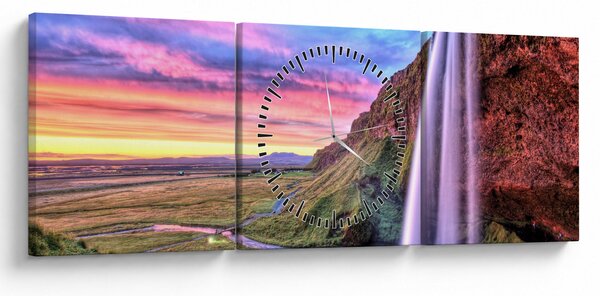 Kép - Seljalandsfoss vízesés (órával) (90x30 cm)
