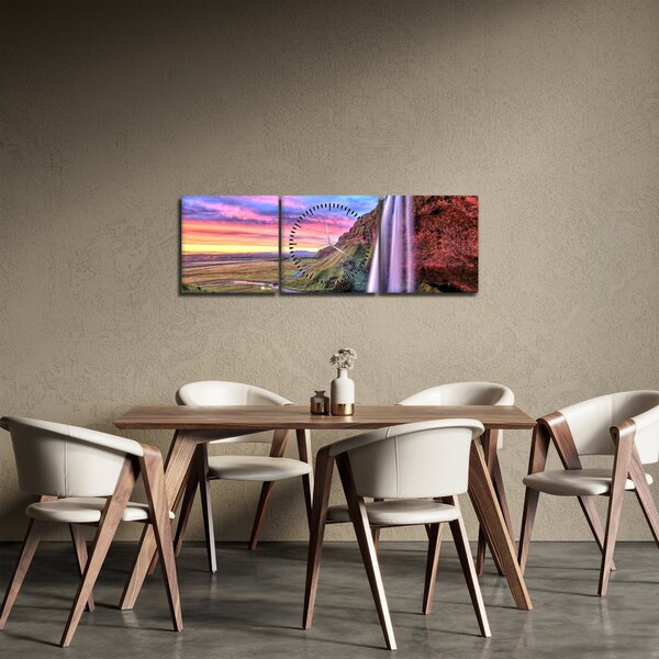 Kép - Seljalandsfoss vízesés (órával) (90x30 cm)