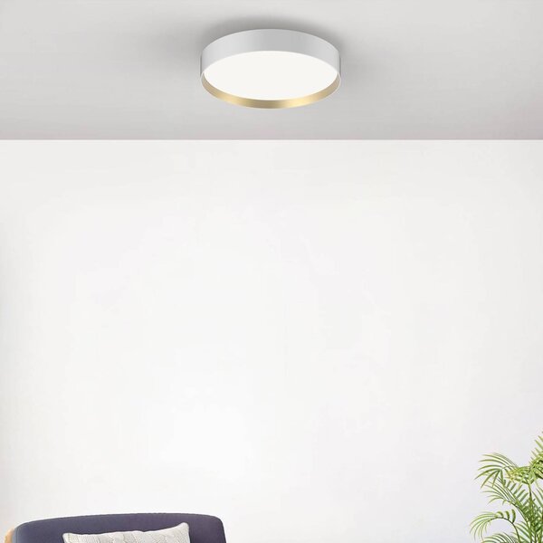 LOOM DESIGN LED mennyezeti lámpa Lucia, fehér/arany színű Ø 45 cm, dimmelhető, Fehér / opál, Nappali / Étkező, Alumínium, Modern