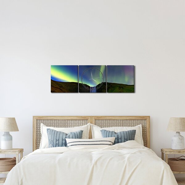 Kép - Aurora Borealis Izlandon (órával) (90x30 cm)