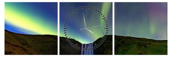 Kép - Aurora Borealis Izlandon (órával) (90x30 cm)