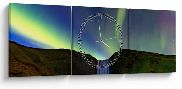 Kép - Aurora Borealis Izlandon (órával) (90x30 cm)