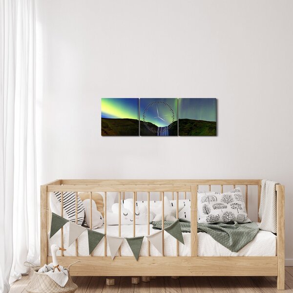 Kép - Aurora Borealis Izlandon (órával) (90x30 cm)