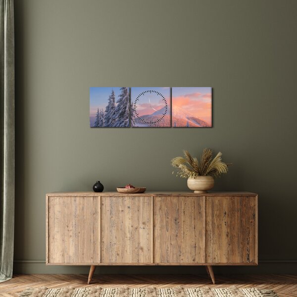 Kép - Téli táj (órával) (90x30 cm)