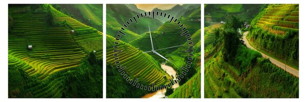 Kép - Mu Cang Chai rizsteraszok (órával) (90x30 cm)