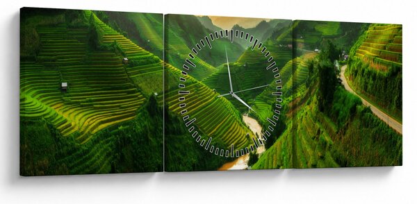 Kép - Mu Cang Chai rizsteraszok (órával) (90x30 cm)