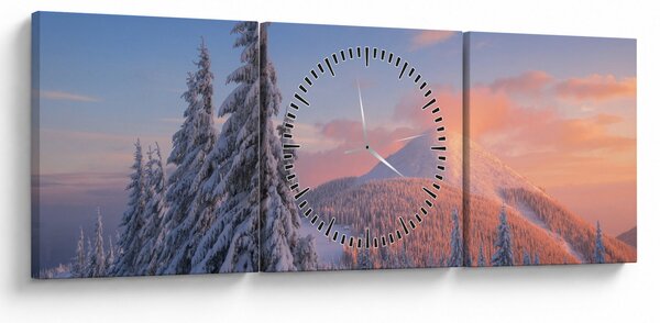 Kép - Téli táj (órával) (90x30 cm)