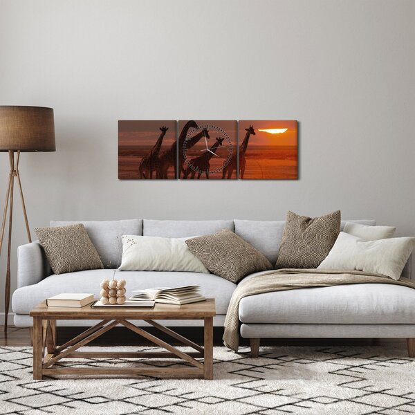 Kép - Zsiráfok az afrikai szavannán (órával) (90x30 cm)