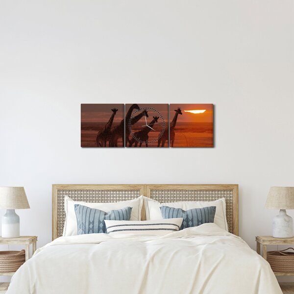 Kép - Zsiráfok az afrikai szavannán (órával) (90x30 cm)