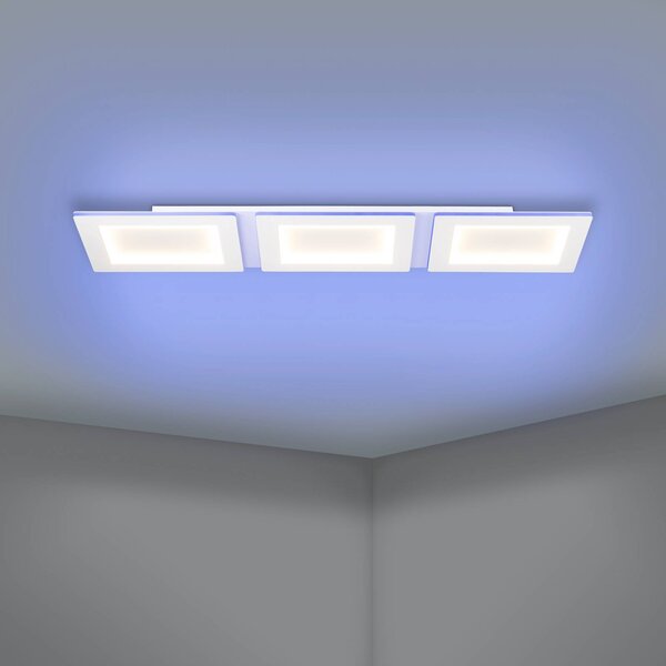 EGLO connect LED mennyezeti lámpa Padrogiano-Z 3-fényű, 120 x 30 cm, dimmelhető, Fehér / opál, Nappali / Étkező, fém, Modern
