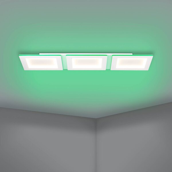 EGLO connect LED mennyezeti lámpa Padrogiano-Z 3-fényű, 120 x 30 cm, dimmelhető, Fehér / opál, Nappali / Étkező, fém, Modern