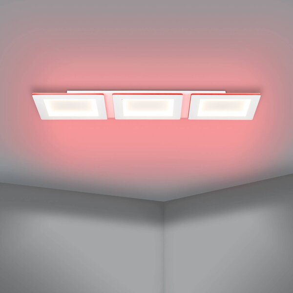 EGLO connect LED mennyezeti lámpa Padrogiano-Z 3-fényű, 120 x 30 cm, dimmelhető, Fehér / opál, Nappali / Étkező, fém, Modern