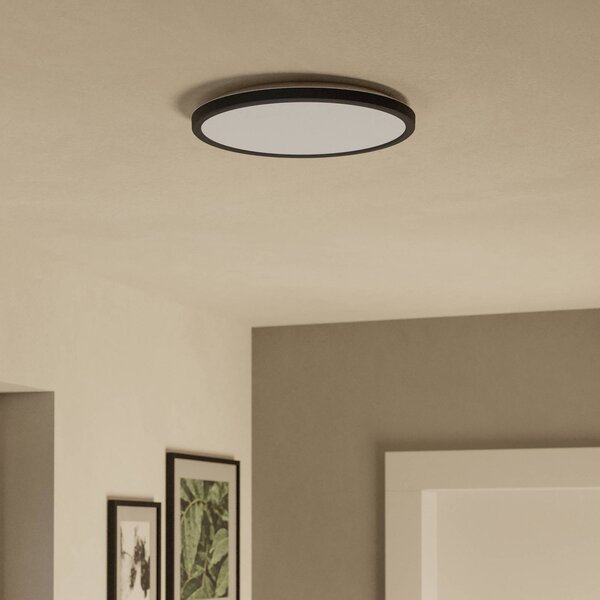 EGLO connect LED-es mennyezeti lámpa Rovito-Z, fekete, Ø 30 cm, dimmelhető, Fekete, Nappali / Étkező, Műanyag