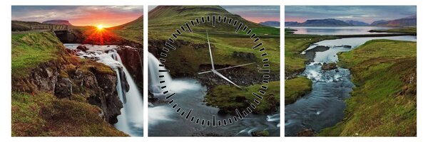 Kép - Kirkjufell naplementében (órával) (90x30 cm)