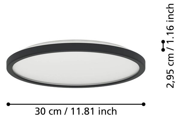 EGLO connect LED-es mennyezeti lámpa Rovito-Z, fekete, Ø 30 cm, dimmelhető, Fekete, Nappali / Étkező, Műanyag