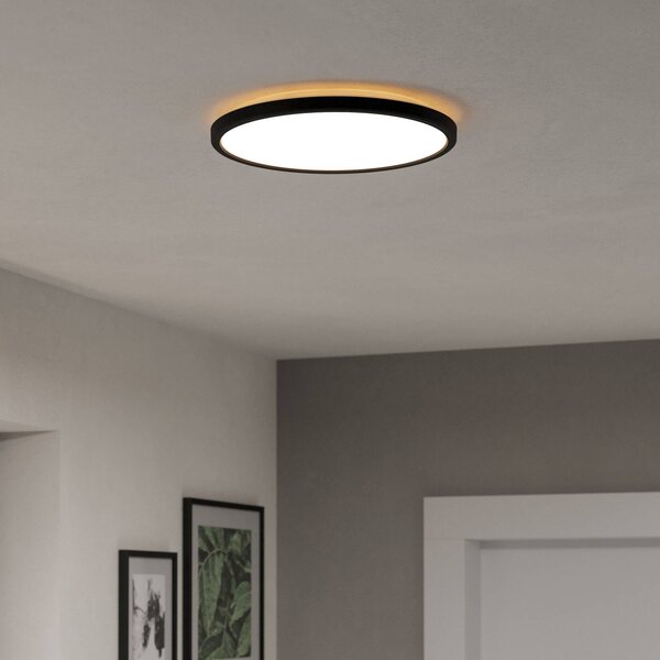 EGLO connect LED-es mennyezeti lámpa Rovito-Z, fekete, Ø 30 cm, dimmelhető, Fekete, Nappali / Étkező, Műanyag