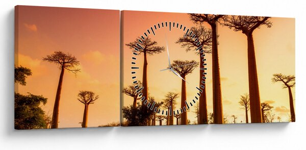 Kép - Naplemente a Baobab Alley-ben (órával) (90x30 cm)