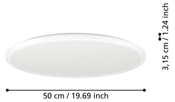 EGLO connect LED-es mennyezeti lámpa Rovito-Z, fehér, Ø 50 cm, dimmelhető, Fehér / opál, Nappali / Étkező, Műanyag