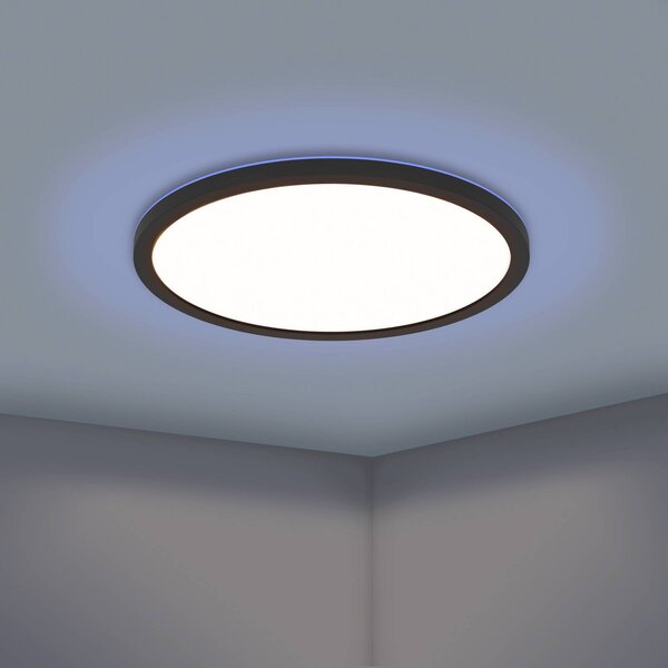 EGLO connect LED-es mennyezeti lámpa Rovito-Z, fekete, Ø 30 cm, dimmelhető, Fekete, Nappali / Étkező, Műanyag