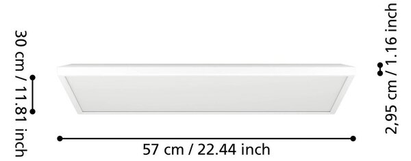 EGLO connect LED-es mennyezeti lámpa Rovito-Z, fehér, 57 x 30 cm, dimmelhető, Fehér / opál, Nappali / Étkező, Műanyag