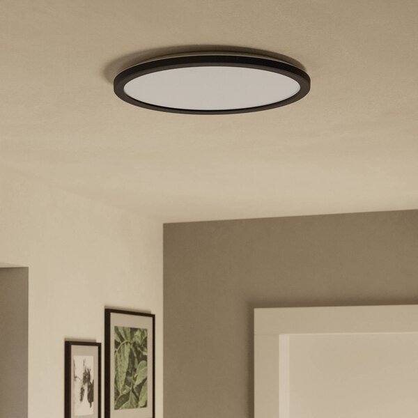 EGLO connect LED-es mennyezeti lámpa Rovito-Z, fekete, Ø 39 cm, dimmelhető, Fekete, Nappali / Étkező, Műanyag