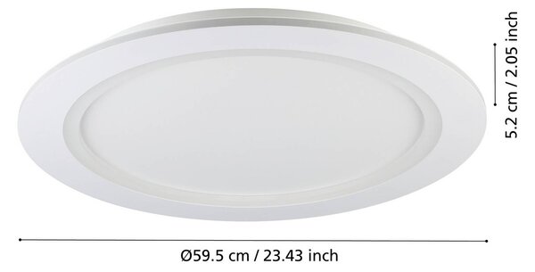 EGLO connect LED mennyezeti lámpa Padrogiano-Z, Ø 60 cm, fehér, dimmelhető, Fehér / opál, Nappali / Étkező, fém, Modern