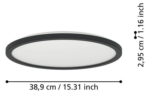 EGLO connect LED-es mennyezeti lámpa Rovito-Z, fekete, Ø 39 cm, dimmelhető, Fekete, Nappali / Étkező, Műanyag