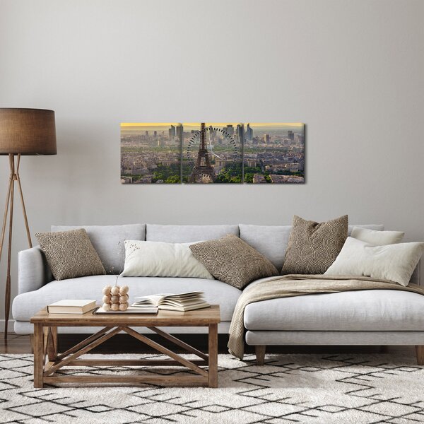 Kép - Párizsi panoráma (órával) (90x30 cm)