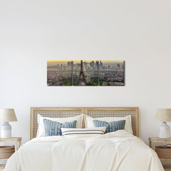 Kép - Párizsi panoráma (órával) (90x30 cm)