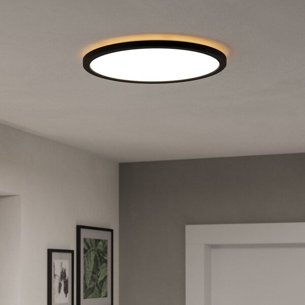 EGLO connect LED-es mennyezeti lámpa Rovito-Z, fekete, Ø 39 cm, dimmelhető, Fekete, Nappali / Étkező, Műanyag