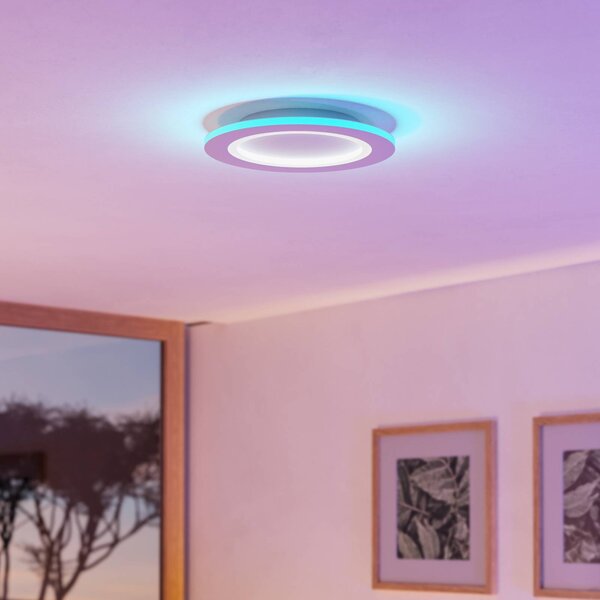 EGLO connect LED mennyezeti lámpa Padrogiano-Z, Ø 60 cm, fehér, dimmelhető, Fehér / opál, Nappali / Étkező, fém, Modern