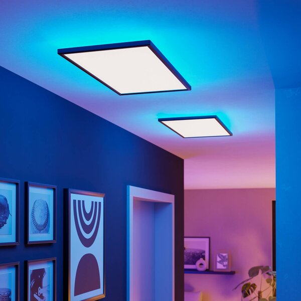 EGLO connect LED-es mennyezeti lámpa Rovito-Z, fekete, 57 x 30 cm, dimmelhető, Fekete, Nappali / Étkező, Műanyag