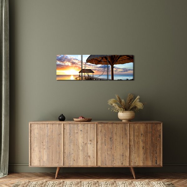 Kép - Naplemente Mauritiuson (órával) (90x30 cm)
