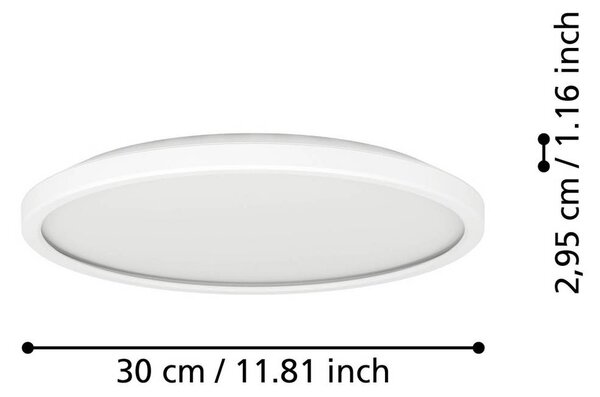 EGLO connect LED-es mennyezeti lámpa Rovito-Z, fehér, Ø 30 cm, dimmelhető, Fehér / opál, Nappali / Étkező, Műanyag