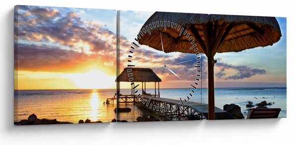 Kép - Naplemente Mauritiuson (órával) (90x30 cm)