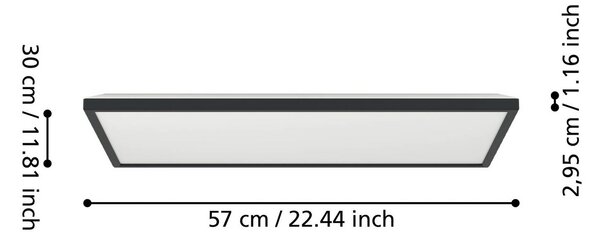 EGLO connect LED-es mennyezeti lámpa Rovito-Z, fekete, 57 x 30 cm, dimmelhető, Fekete, Nappali / Étkező, Műanyag