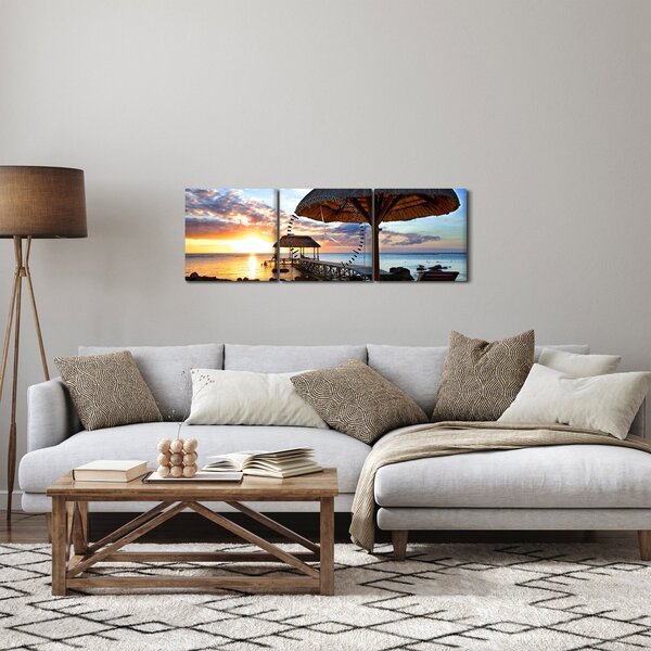 Kép - Naplemente Mauritiuson (órával) (90x30 cm)