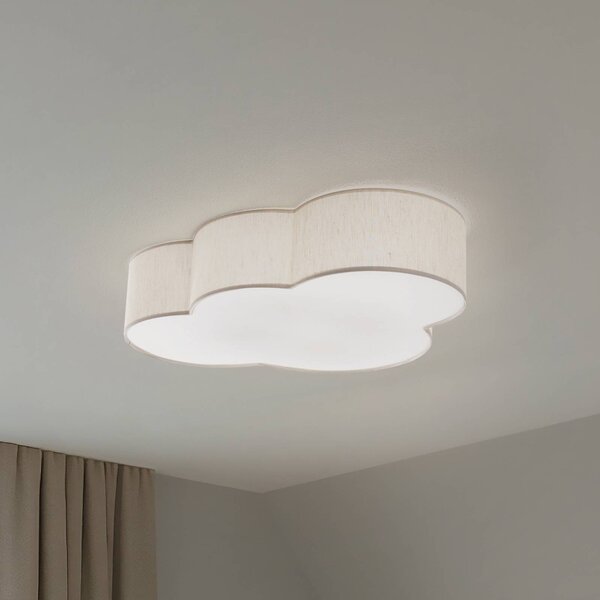 TK Lighting Mennyezeti világítás Cloud, bézs, 63 cm hosszú, textil, felhő, E27, dimmelhető, Krém / borostyánsárga, Gyermekszoba, Textil / szövet / selyem, Fiatalos életstílus