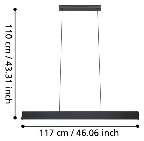 EGLO connect LED-es függesztett lámpa Andreas-Z, fekete, acél, dimmelhető, Fekete, Nappali / Étkező, fém, Modern