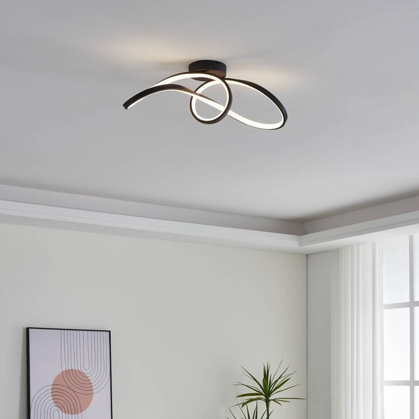 EGLO connect LED mennyezeti lámpa Calarossa-Z, fekete, alumínium, dimmelhető, Fekete, Nappali / Étkező, Alumínium, Modern
