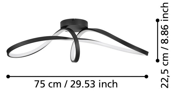 EGLO connect LED mennyezeti lámpa Calarossa-Z, fekete, alumínium, dimmelhető, Fekete, Nappali / Étkező, Alumínium, Modern