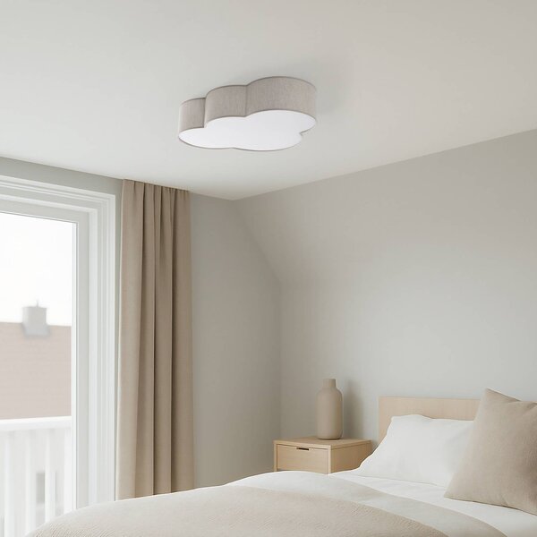 TK Lighting Mennyezeti világítás Cloud, bézs, 63 cm hosszú, textil, felhő, E27, dimmelhető, Krém / borostyánsárga, Gyermekszoba, Textil / szövet / selyem, Fiatalos életstílus