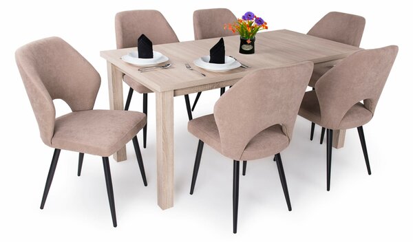 Berta asztal Aspen székekkel | 6 személyes étkezőgarnitúra
